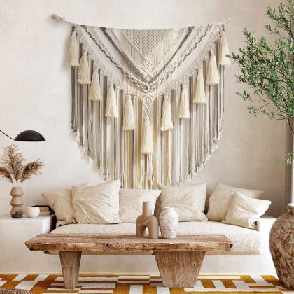 Large Hand Woven Macrame Boho Tapestry Wall Hanging