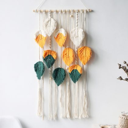 Woven Leaf Bohemian Wall Macrame Tapestry for Home Decor